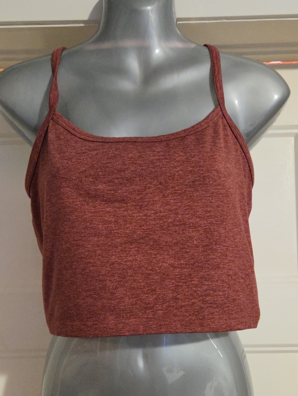 Rust Red Cropped Spaghetti-Strap Cami Top